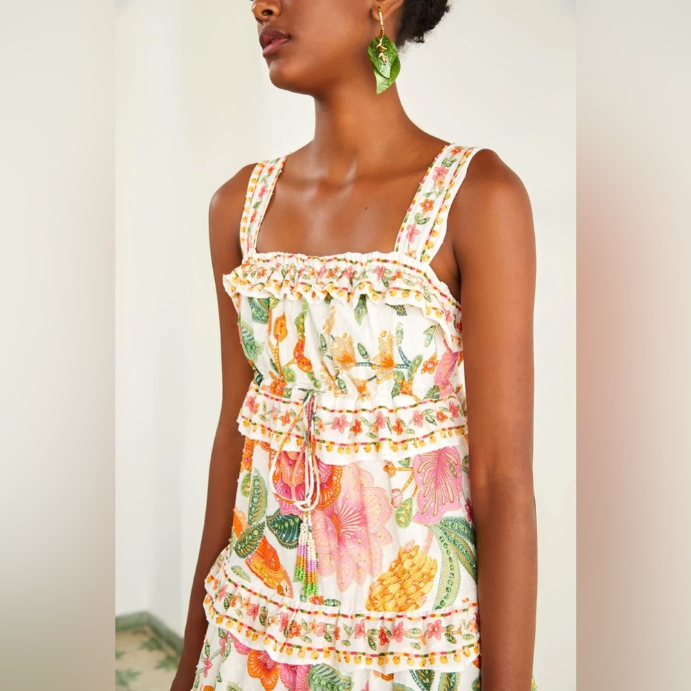 🥭FARM RIO Macaw Bloom Ruffle Tiered Sundress - Picture 3 of 16